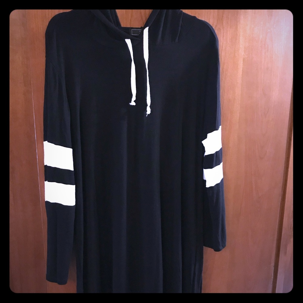 Black hooded sporty dress